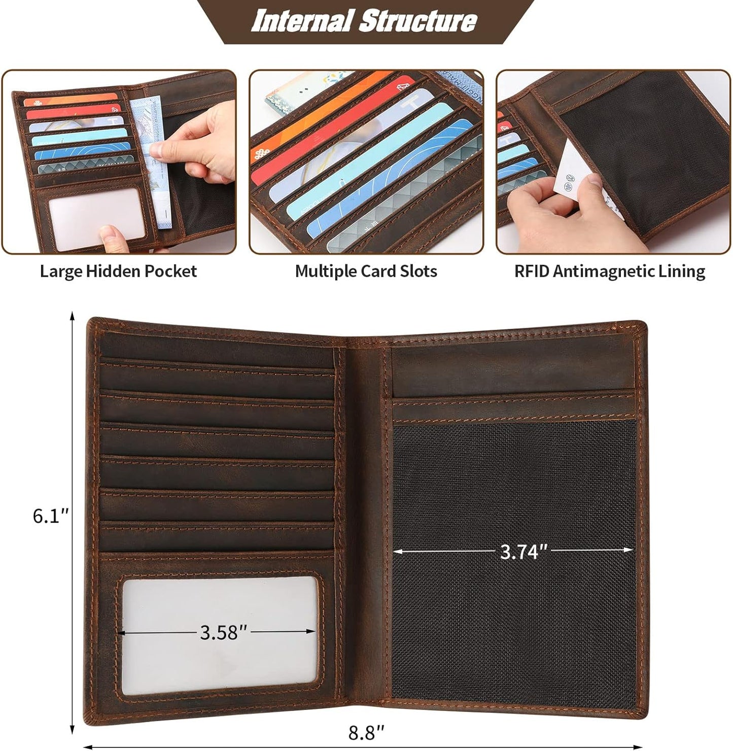 Jack&Chris Leather Passport Holder RFID Blocking Passport Travel Wallet Cover Case for Men Women Brown JC17