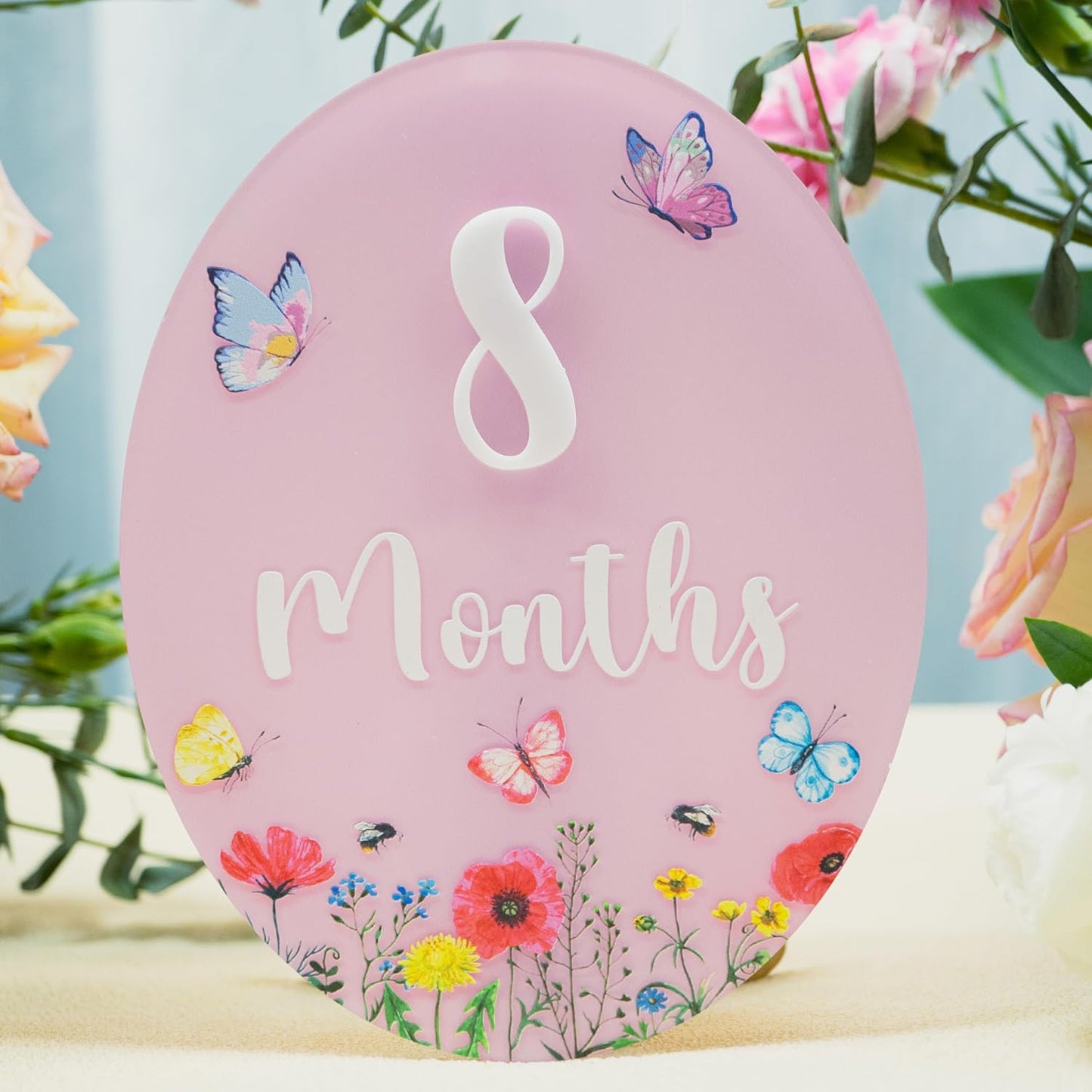 Baby Monthly Milestone Sign - Acrylic Baby Monthly Milestone Card - Newborn Photography Props to Document Your Baby´s Growth - Baby Announcement Sign (B11)