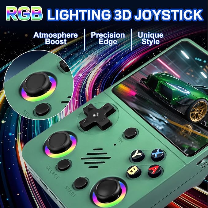 RG36 PRO Retro Handheld Game Console - Support 30000+ Classic Games,3.5-Inch Screen,3000mAh Battery,Linux OS, Portable Game Console for Travel - Birthday Gift for Teens,Boy Friends(Green)
