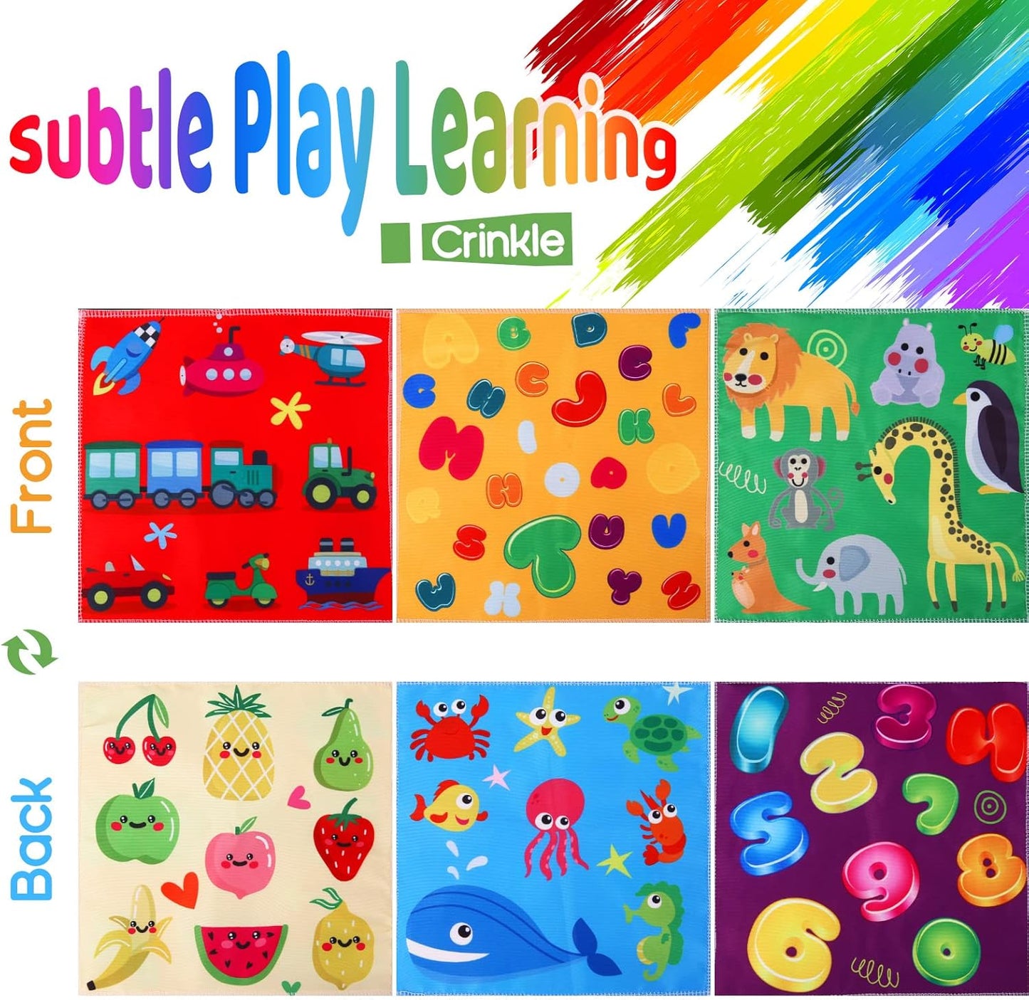 Baby Toys 6 to 12 Months - Tissue Box Toy Montessori for Babies 6-12 Months, Soft Stuffed High Contrast Crinkle Infant Sensory Toys, Boys&Girls Kids Early Learning Gifts