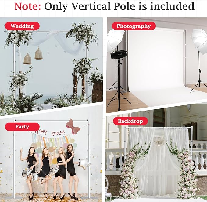 EMART 5.5ft-12ft Pipe and Drape Adjustable Upright for Backdrop Stand, Background & Curtain and Wedding Decor -1 Pack