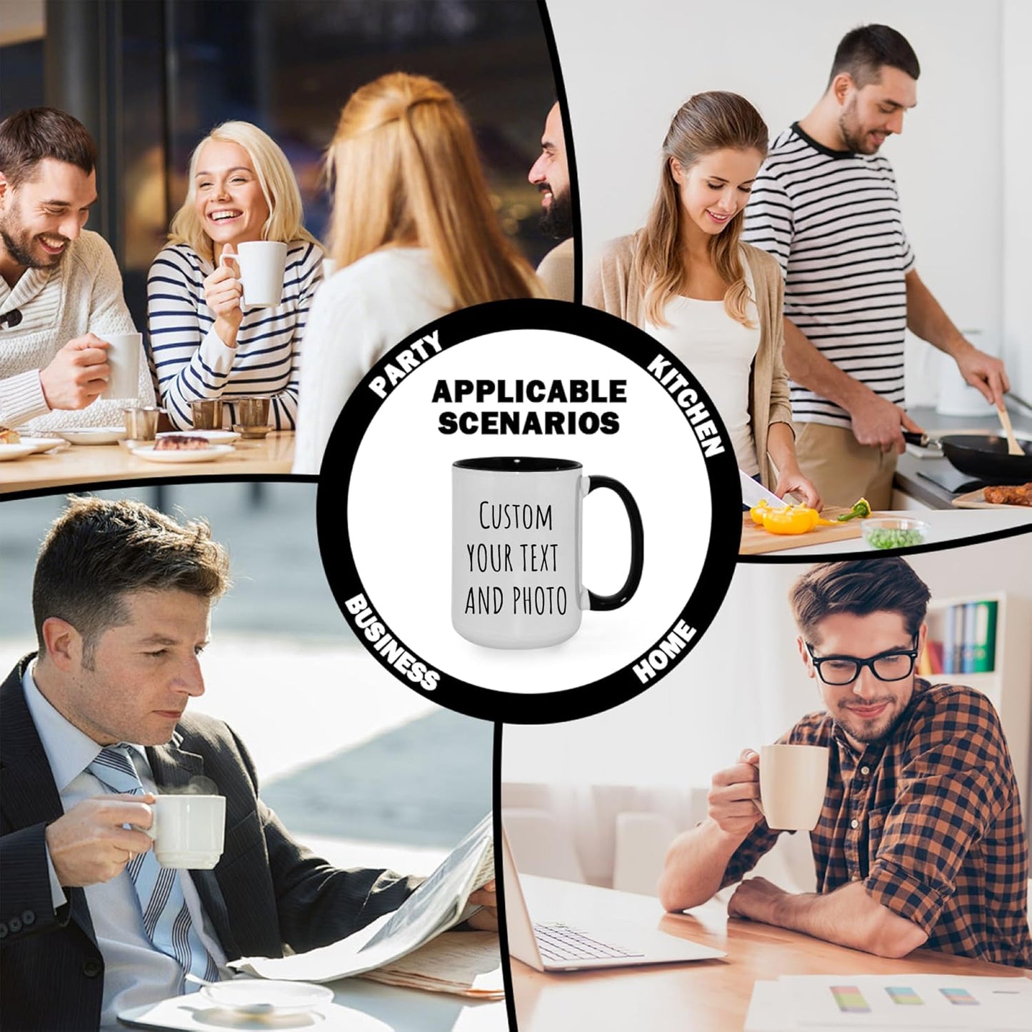 Custom Mug Upload Your Picture Personalized Coffee Mug with Photo Text Name Customized Cup Unique Ideas Gifts for Men Women Mom Dad Girlfriend Boyfriend Friend Family (Black, 11oz)