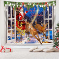 QGHOT Christmas Window Tapestry Wall Hanging Christmas Backdrop Xmas Winter Window Wall Decor Santa Claus Tapestries for Bedroom Living Room Dorm Holiday Party Decoration, Extra Large