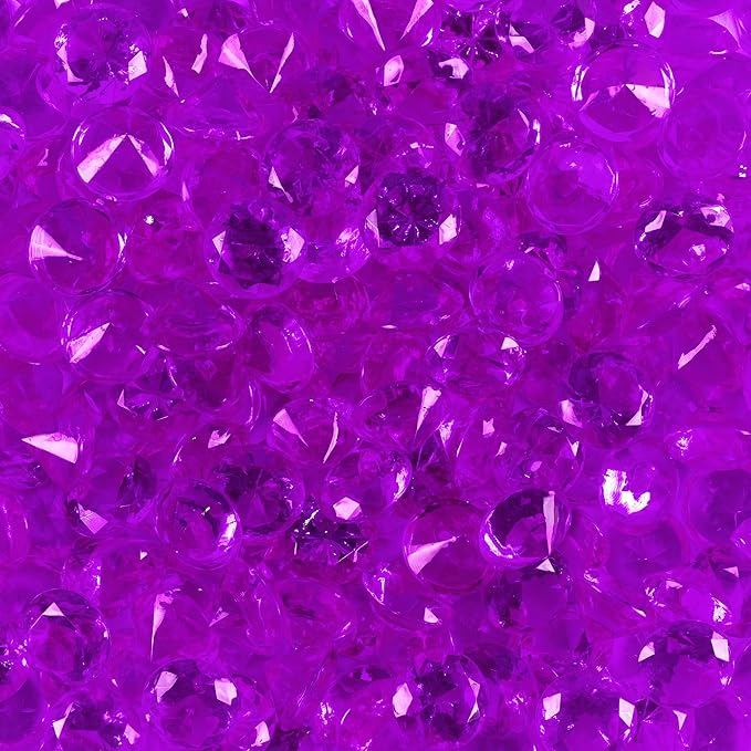 Super Z Outlet Acrylic Color Faux Round Diamond Crystals Treasure Gems for Table Scatters, Vase Fillers, Event, Wedding, Birthday Decoration Favor, Arts & Crafts (1 Pound, 240 Pieces) (Purple)