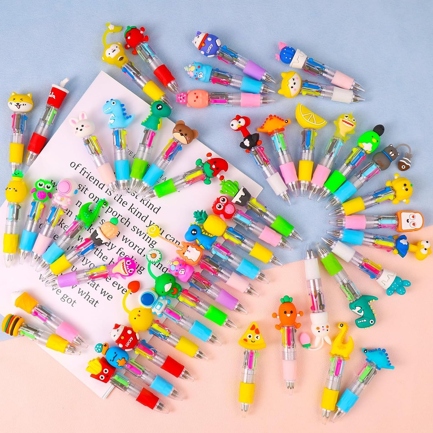 50Pcs Mini Multicolor Pens in One 4-in-1 Cute Pens Bulk for Kids, Ballpoint Pen for Birthdays and Children's Parties, Fun Pen Gifts Assorted Ink Kawaii Pen