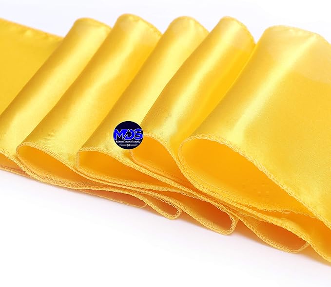 MDS Pack of 150 PCS Satin Chair Sashes Charmeuse Sateen Dining Chair Bows Ribbon Ties Back Sash for Wedding Party Birthday Home Hotel Restaurant Banquet Decoration (7 x 108 Inch, Yellow Gold)