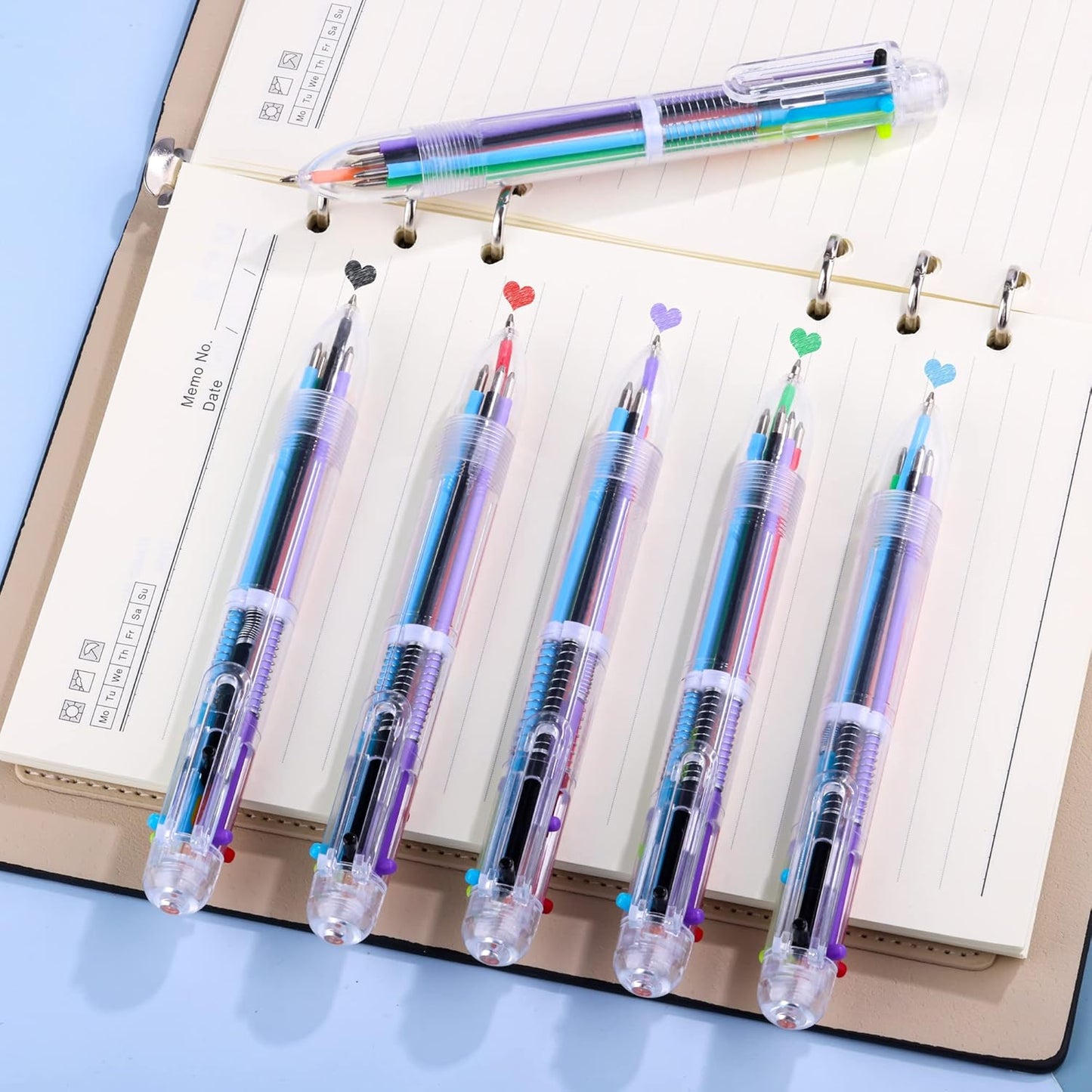 Aodaer 48 Pieces Multicolor Ballpoint Pens 0.5 mm 6 Colors Transparent Barrel Ballpoint Pen 6-in-1 Multicolor Retractable Ballpoint Pens for Office School Supplies Gifts