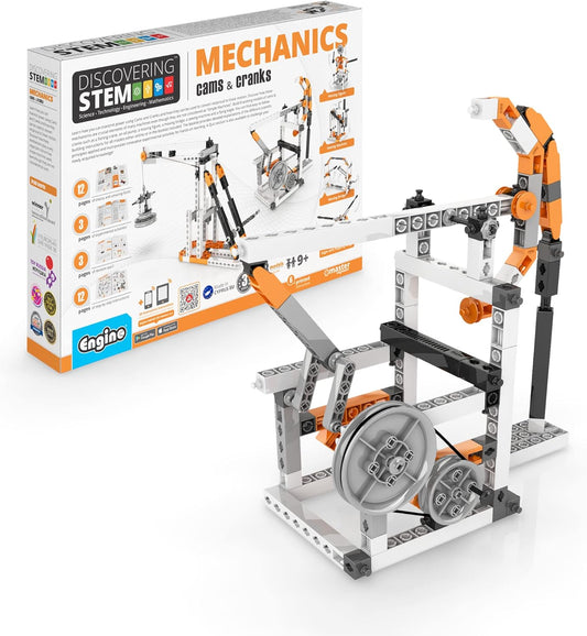 Engino- STEM Toys, Mechanics Cams & Cranks, Engineering Kit for Kids 9+, Learning & Education Set, Gifts for Boys & Girls, STEM Building Toys (8 Model Options)