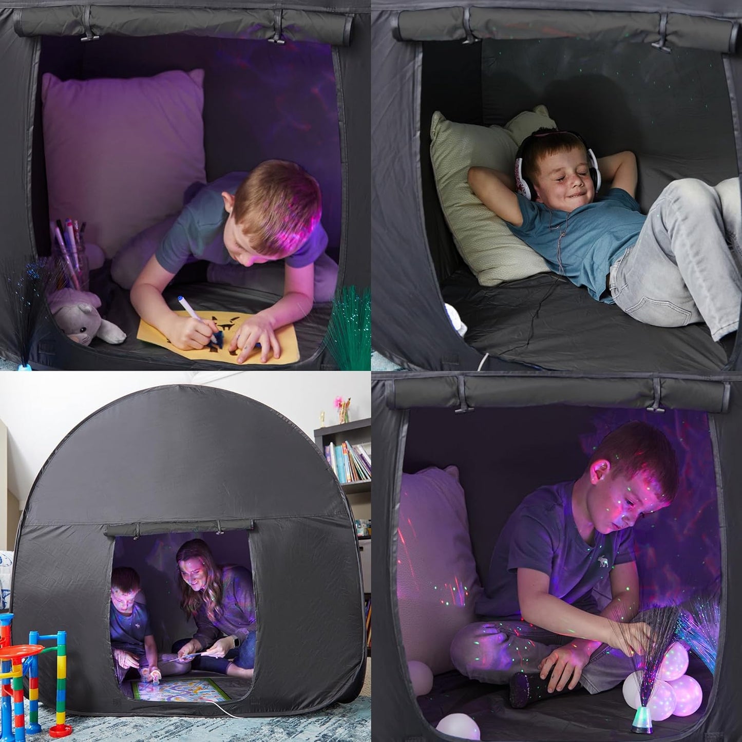 Sensory Tent for Kids & Adults | Calming Hideout & Cozy Pop-Up Blackout Sensory Tent for Autism & Anxiety | Autism Space for Calm Corners, Therapy & Relaxation | Double