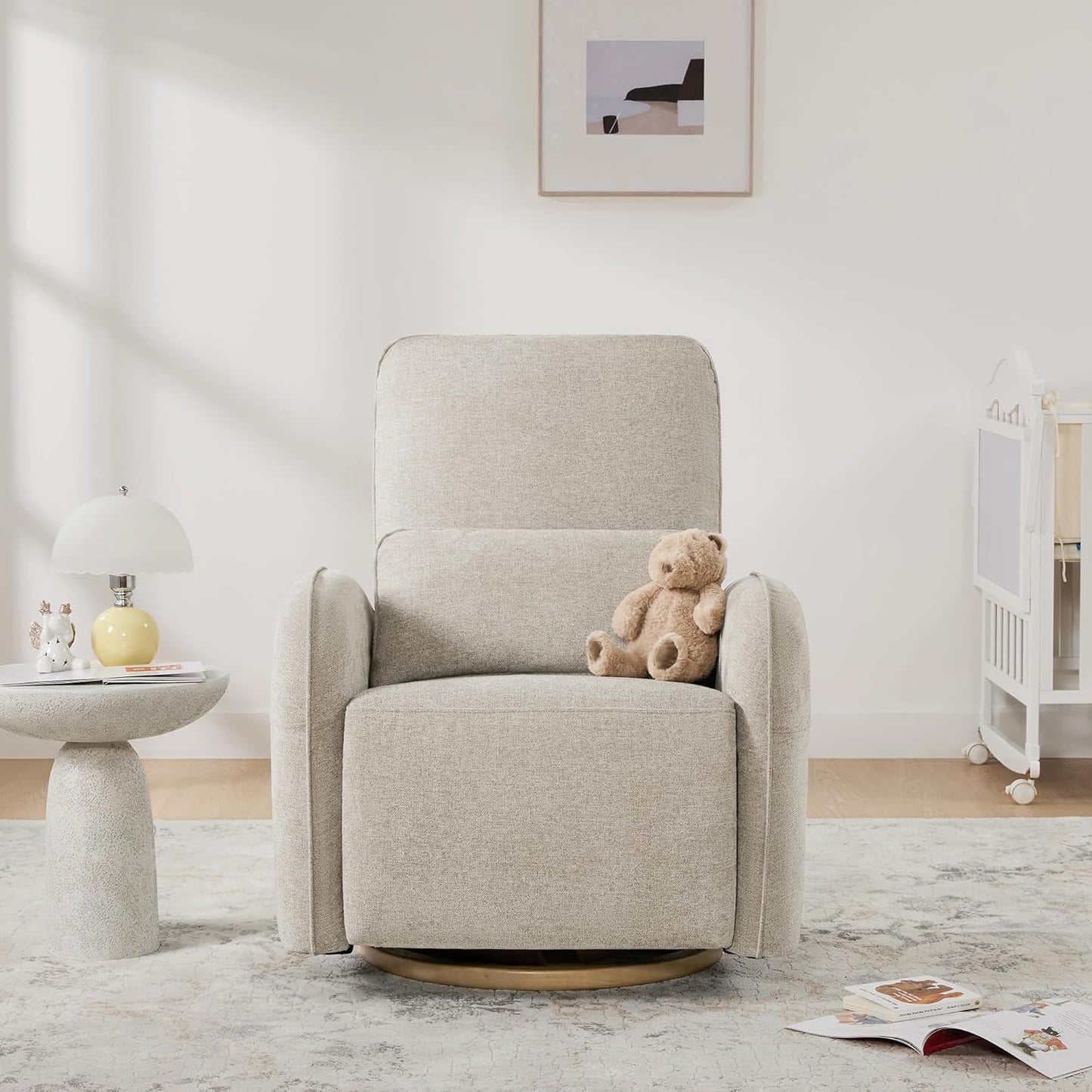 CHITA Power Nursery Glider Recliner Chair, Electric Swivel Rocker Recliner for Adults, Rocking Chair with Removable Lumbar Pillow for Living Room, FSC Certified, Fabric in Khaki