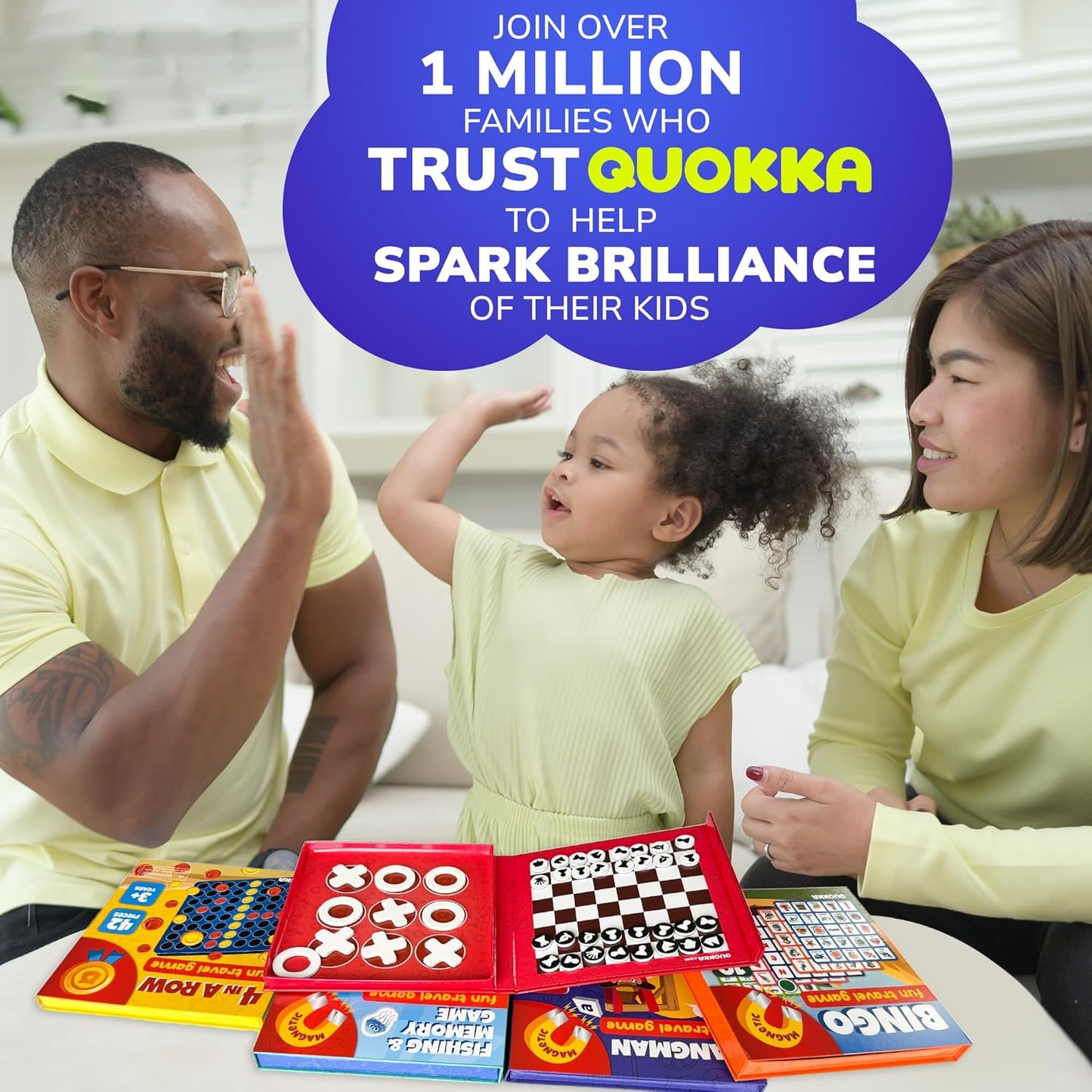 QUOKKA Magnet Game for Kids 3-5 - 3 in 1 Chess&Checkers&TicTacToe Game Kids Ages 4-8 - Travel I Road Trip I Plane I Car Ride - Magnetic Toddler Travel Toys