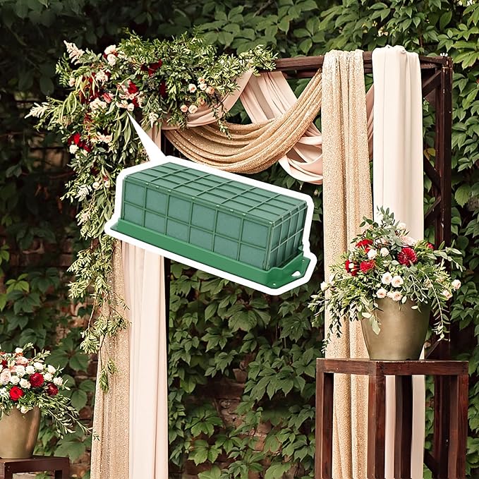 YOMUME 4 Pcs Floral Foam Cage, Flower Foam Blocks for Fresh and Artificial Flowers, Wedding Arrangements, Floral Foam Holder and Flower Arrangement Supplies