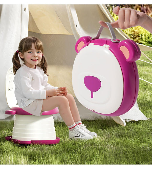 Travel Potty Seat for Toddler，Foldable Car Potty for Toddler, Portable Toilet Seat for Kids with Potty Liners, Absorbent Pads, Portable Potty Seat for Toddler Travel, Camping and Outdoor Use