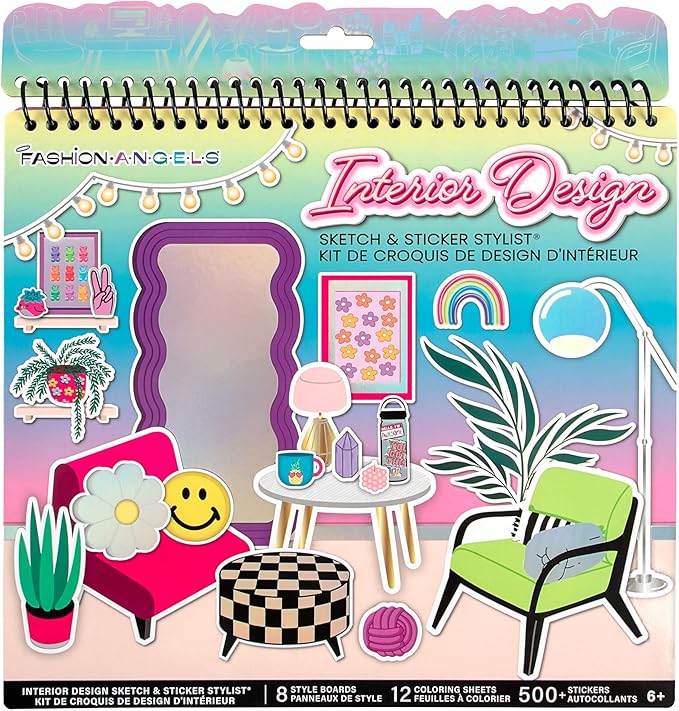 Fashion Angels Interior Design Sticker Stylist - 20 Style Boards with 14 Sticker Sheets - Interior Design Set for Kids - Room Design Kit for Girls - 550+ Aesthetic Room Decor Stickers - Ages 6 and Up