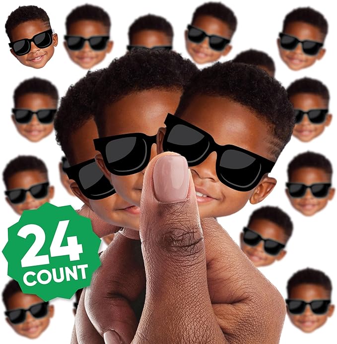 Big Dot of Happiness Custom Photo Sunglasses - Personalized Party DIY Shaped Fun Face Cut-Outs - 24 Count