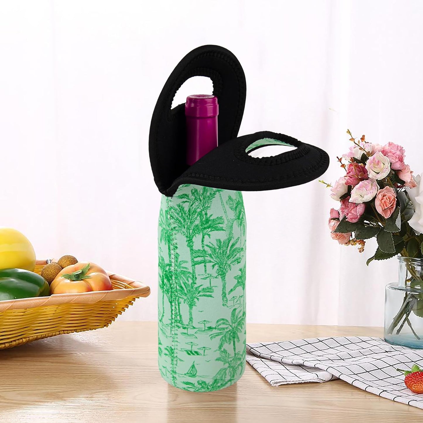 Wine Bag, Wine Carrier Tote Bag, Wine Bottle Protector, Insulated Neoprene Hand Bag, Wine Bags for Wine Bottles Gifts,Wine Bottle Holder for Travel with Secure Carry Handle (2 Pack)