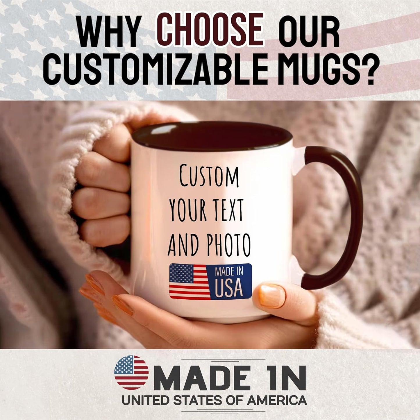 Custom Mug Upload Your Picture Personalized Coffee Mug with Photo Text Name Customized Cup Unique Ideas Gifts for Men Women Mom Dad Girlfriend Boyfriend Friend Family (Dark Red, 11oz)