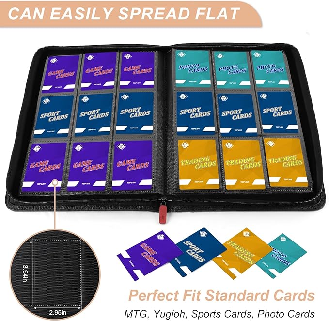 Trading Card Binder, Card Binder Album Fit for MTG Baseball Football Sports Cards, Easy to Use Card Collection Binder (Teal, 432 Pockets)