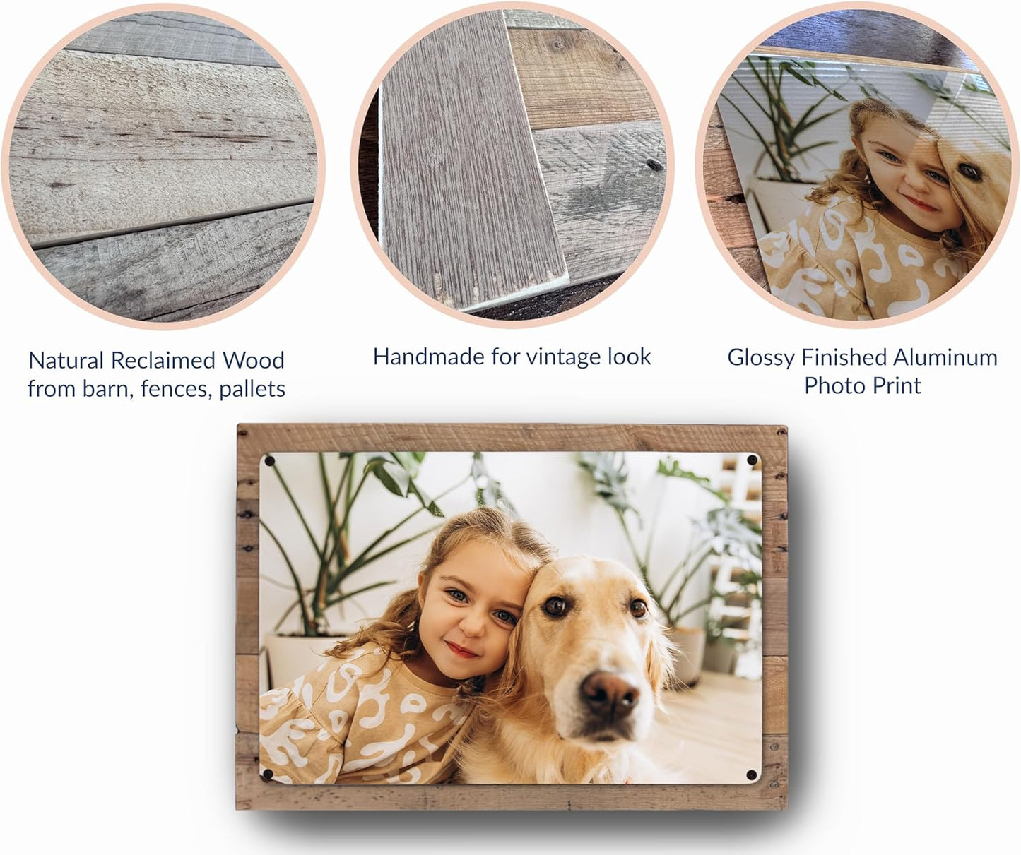 MUNDAZE Custom Portrait Metal Print on Reclaimed Wood Pallet Frame – Personalized Family Photo Gift – Glossy Aluminum Wall Art Keepsake – Made and Shipped in USA (16 x 12)