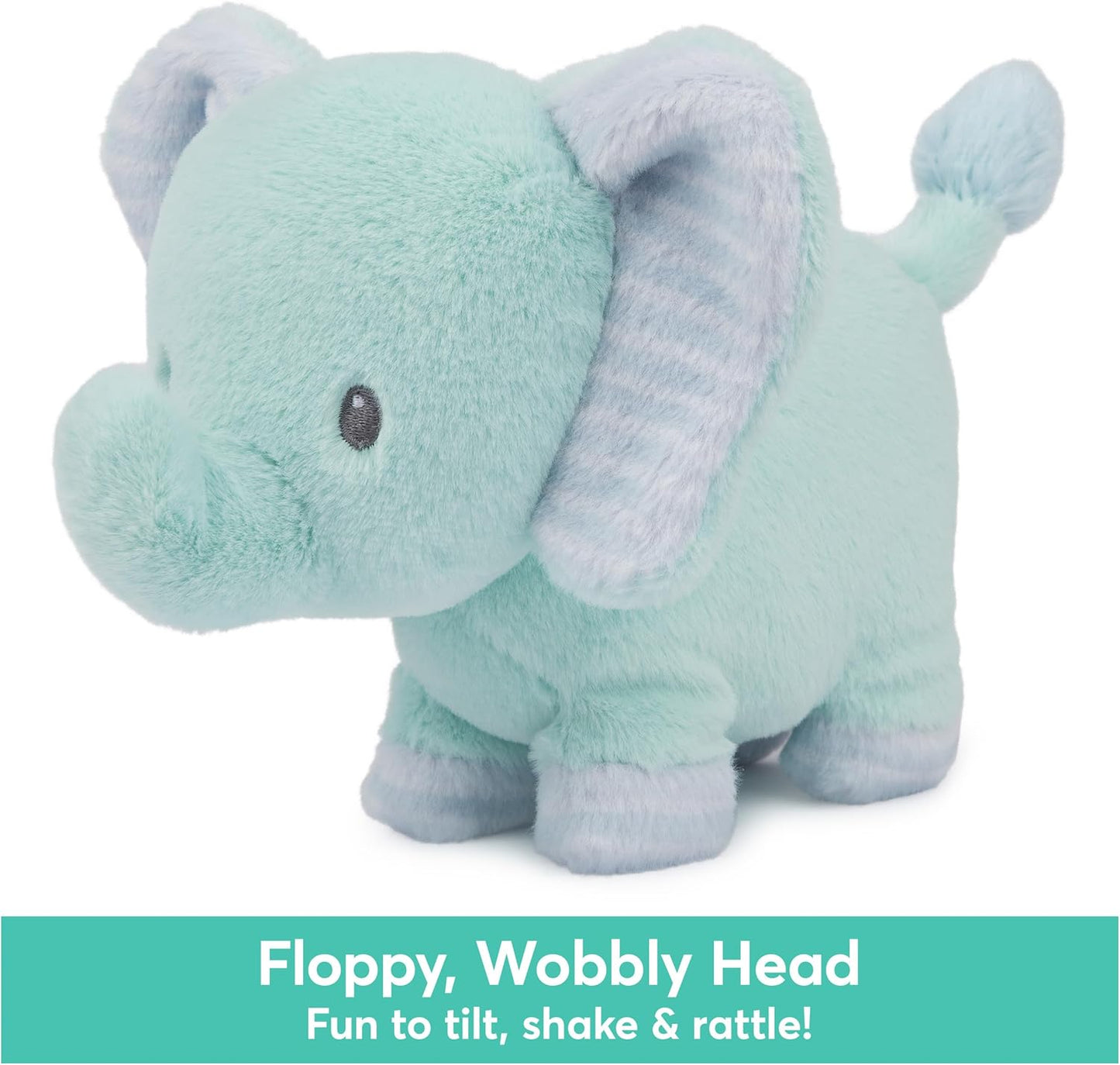 GUND Baby Safari Friends Collection Plush Elephant with Chime, Sensory Toy Stuffed Animal for Babies and Newborns, Teal, 7"
