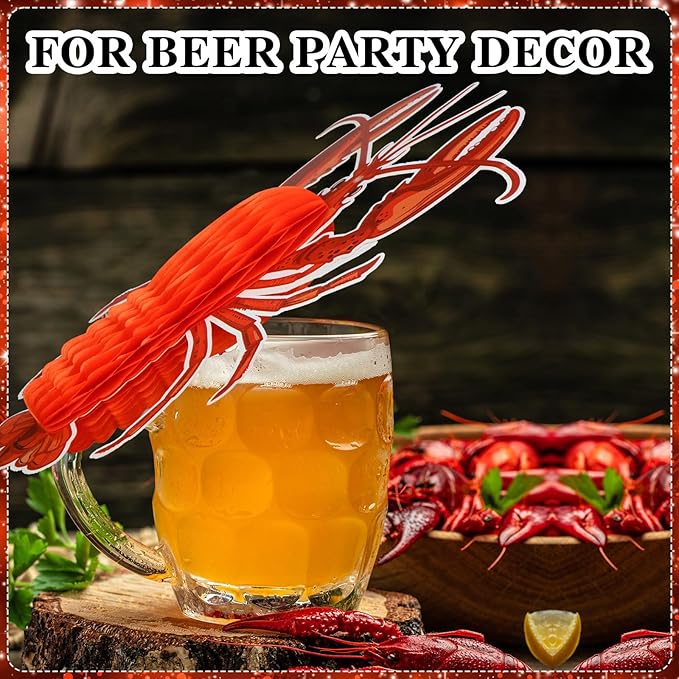 Jetec 6 Pcs Tissue Crab Lobster Honeycomb Centerpiece Hanging Crab Lobster Party Decorations Table Decor for Summer Sea Animal Beach Birthday Party Supplies(Lobster)
