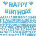167Pcs DIY Glitter Customizable Banner Kit Custom Banner DIY Personalized Happy Birthday Letter Banners Decor for Christmas Baby Shower Birthday Party Decorations Supplies(Glitter Light Blue)