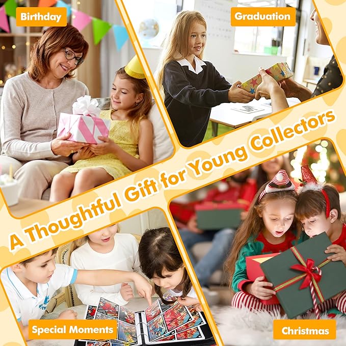 480-Card Binder – 4-Pocket Trading & Gaming Card Album with 60 Removable Sleeves, Portable PU Leather Zipper Case with Handle, Fits MTG & Sports Cards – Gift for Collectors