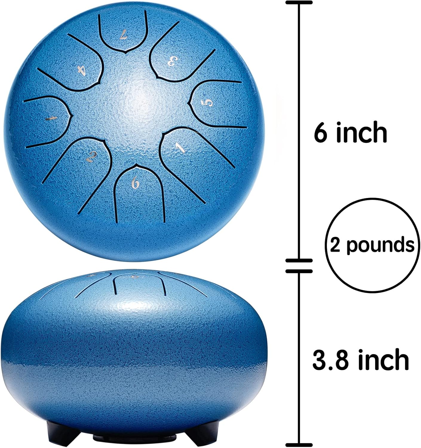 Steel Tongue Drum Percussion, 6 Inch 8 Notes Musical Instruments, Music Gifts for Family Friends (Seablue)