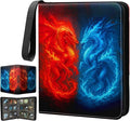 Dragon Design 9 Pocket Card Binder – Premium Trading Card Album Holds 720 Cards, PU Leather Zipper Case with 3-Ring Removable Pages – Perfect for MTG, TCG, Sports Cards, Gift for Collectors