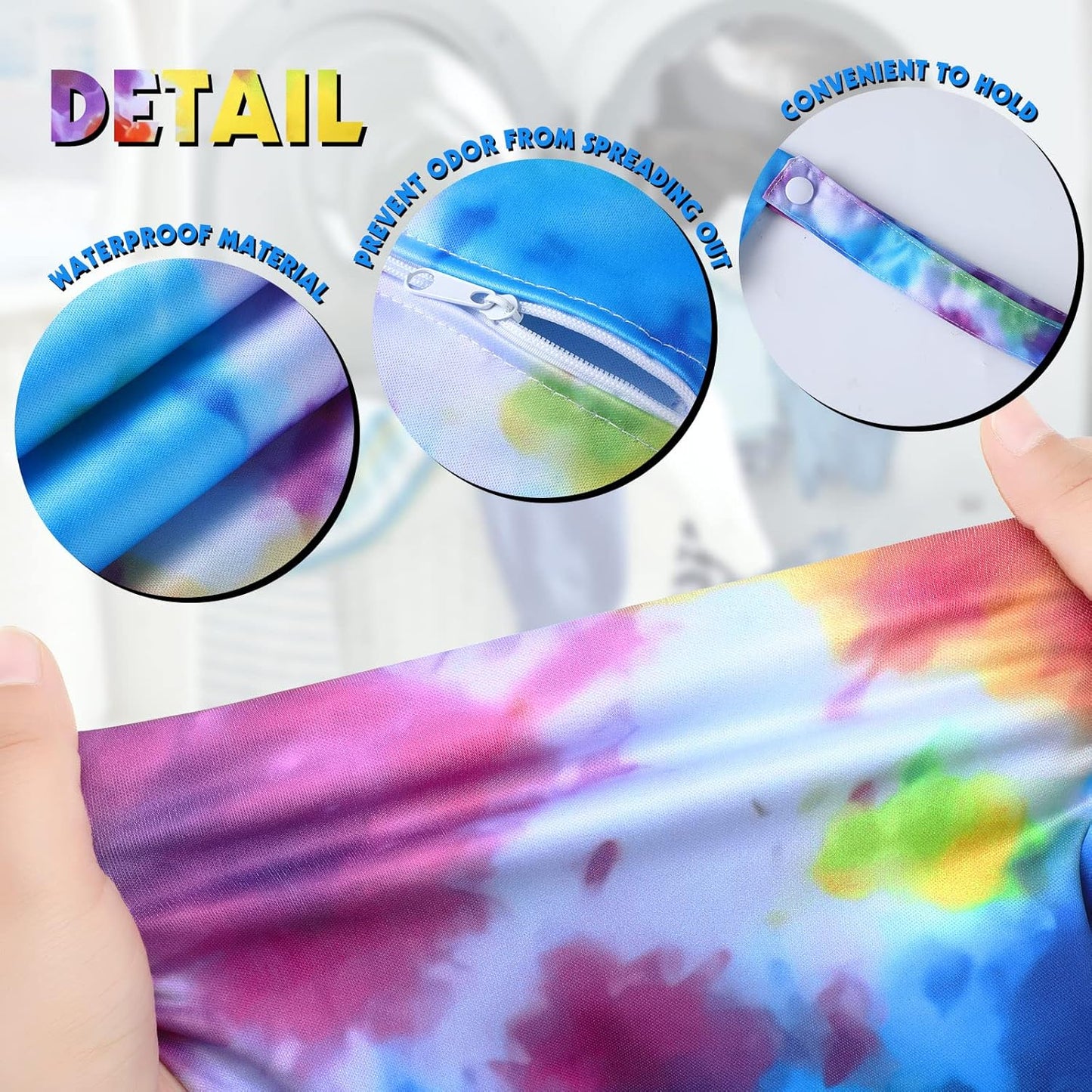 Shappy 2 Pcs Large Travel Laundry Bag Washable Waterproof Wet Dry Large Dirty Clothes Bag Bathing Workout(Tie Dye Style)