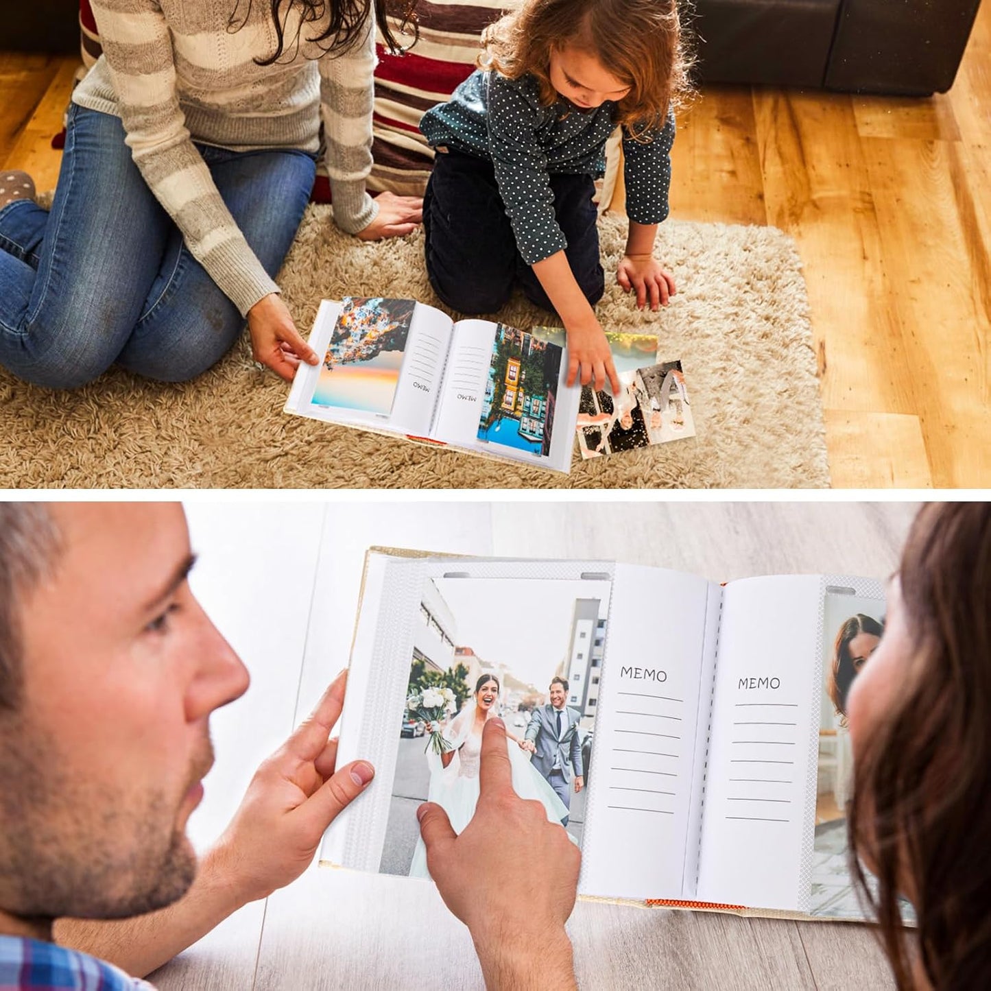 RECUTMS Mini Photo Album 4x6 100 Photos Book with Memo Areas, Leather Cover with Front Window,Small Photo Album for Wedding Trip Birthday Anniversary (Black)