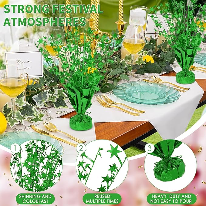 6 Pack Star Table Centerpieces for Party, Birthday Table Decorations for Kids Adults, Party Centerpieces for Tables for Wedding Baby Shower Graduation Holiday Event (Green)