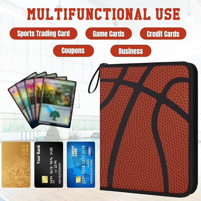 Trading Card Binder 9 Pocket - Basketball Card Binder with Sleeves 900 Double Sided Pockets Sports Trading Cards Album Cards Holder Protectors Set Fit for Game Cards, Sports Cards