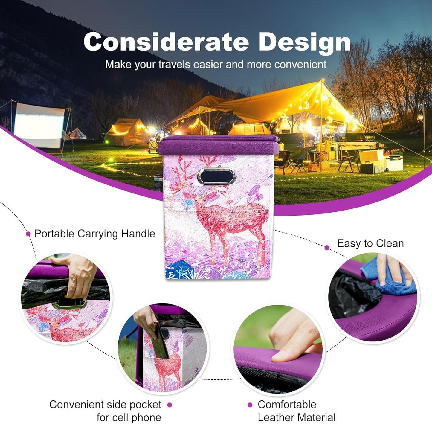 Upgrade XL Portable Toilet for Adults, Extra Large Portable Travel Floding Toilet, Camping Tall Toilets with Lid for Adults and Kids Compact Potty for Car,Hiking,Beach and Camping