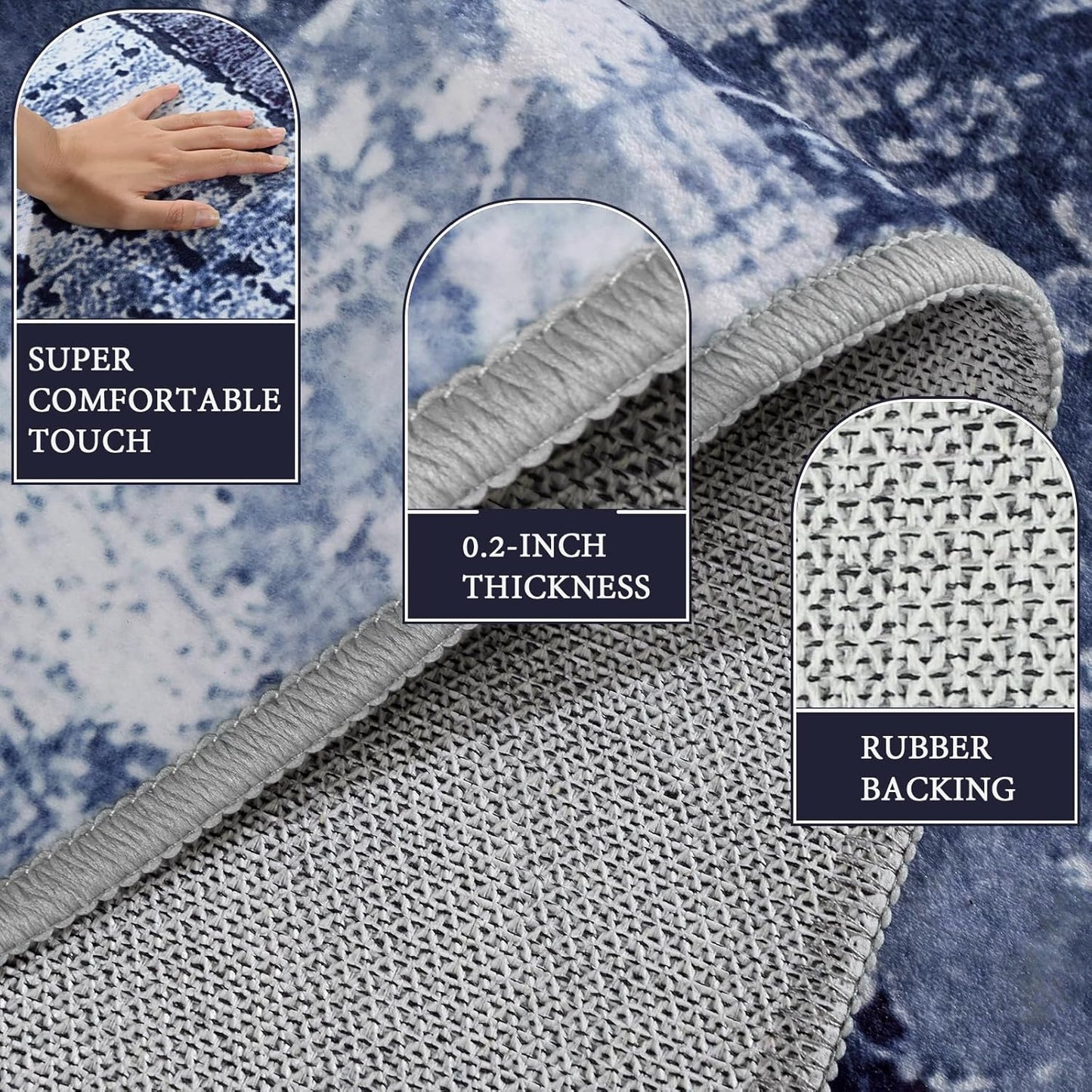 LOCHAS Washable Runner Rugs for Hallway, 2x8 Non Sip Soft Rug for Bedroom Entryway Kitchen Laundry Room, Long Abstract Carpet for Indoor Floor Bedside, Geometric Vintage Home Decor, Pet & kid Friendly