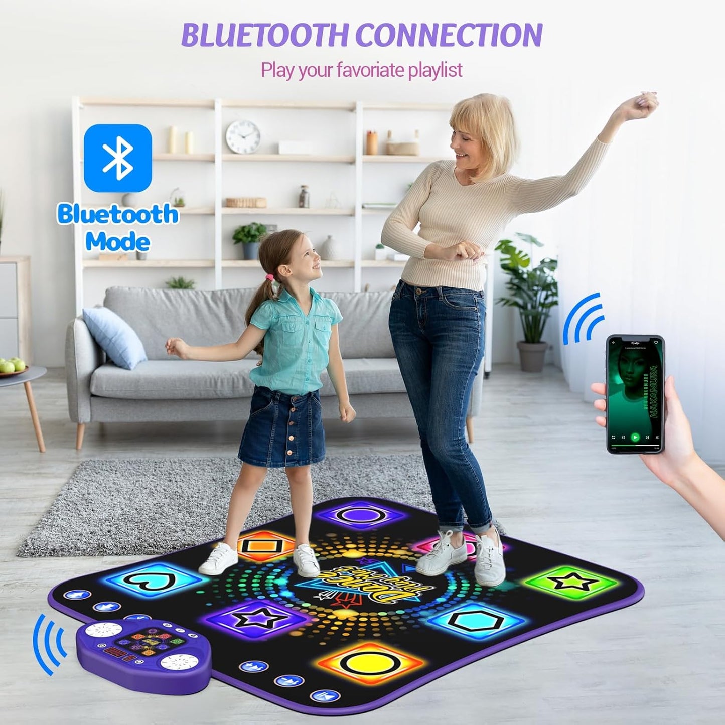 Dance Mat Toys for 3-12 Year Old Girls - Light Up 8 Buttons Dance Mat for Kid Age 4-8 Bluetooth Dance Pad - Kids Toy 8-12 Year Olds, Birthday for 3 4 5 6 7 8 9 10+ Year Old Boys Kids