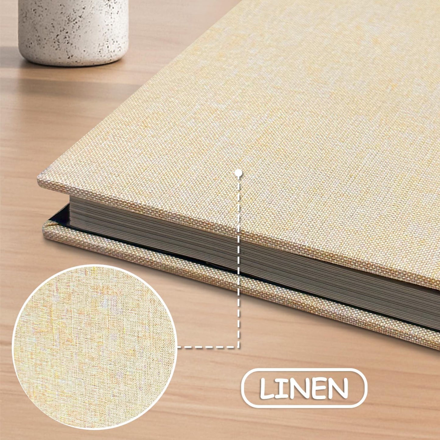 Large Photo Album Self Adhesive Scrapbook Album for 4×6 5×7 8×10 Pictures DIY Magnetic Linen Cover Album 40 Pages for Family Wedding Gifts with Metal Pen and Plastic Board