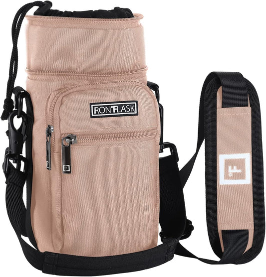 IRON °FLASK Carrier, Holder, Sleeve - Fits Insulated Stainless Steel Sports Water Bottle, Adjustable Shoulder Strap, Holder Bag Case Pouch Cover