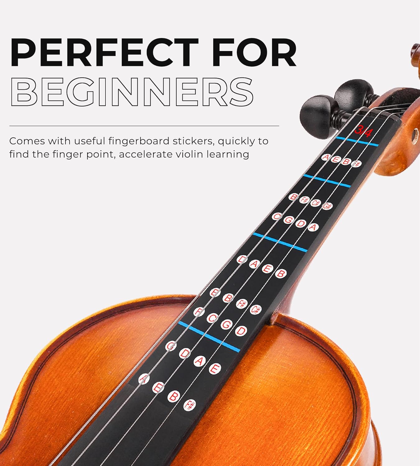 Vangoa 3/4 Violin Beginner Acoustic Violin Fiddle Three Quarters Starter Set for Students with Violin Case, Rosin, Shoulder Rest, Tuner, Strings, Violin Bow, Fingerboard Sticker, Mute, Natural