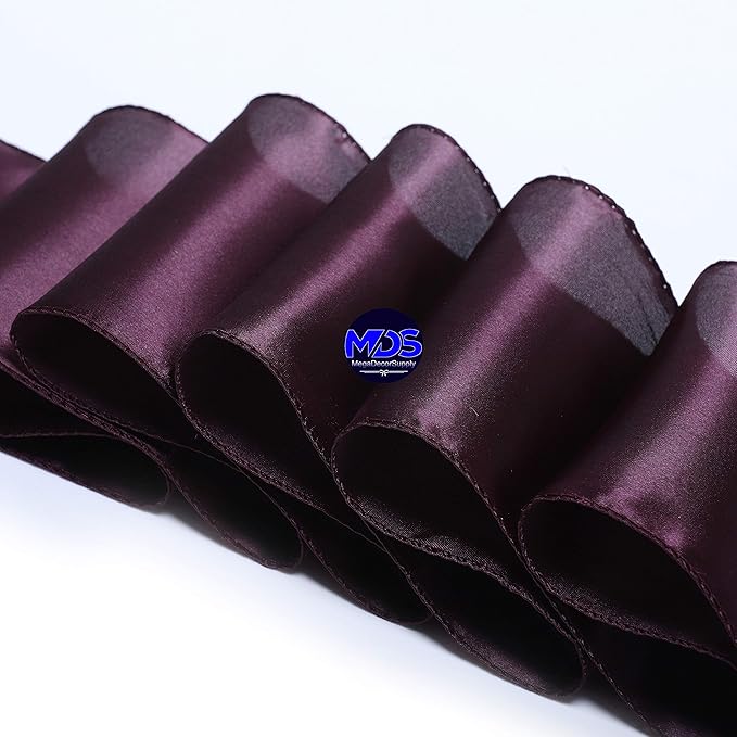 MDS Pack of 75 PCS Satin Chair Sashes Charmeuse Sateen Dining Chair Bows Ribbon Ties Back Sash for Wedding Party Birthday Home Hotel Restaurant Banquet Decoration (7 x 108 Inch, Plum)