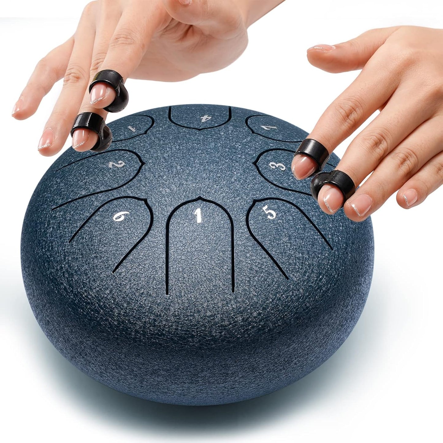 Steel Tongue Drum Percussion, 6 Inch 8 Notes Musical Instruments, Music Gifts for Family Friends (Navy)