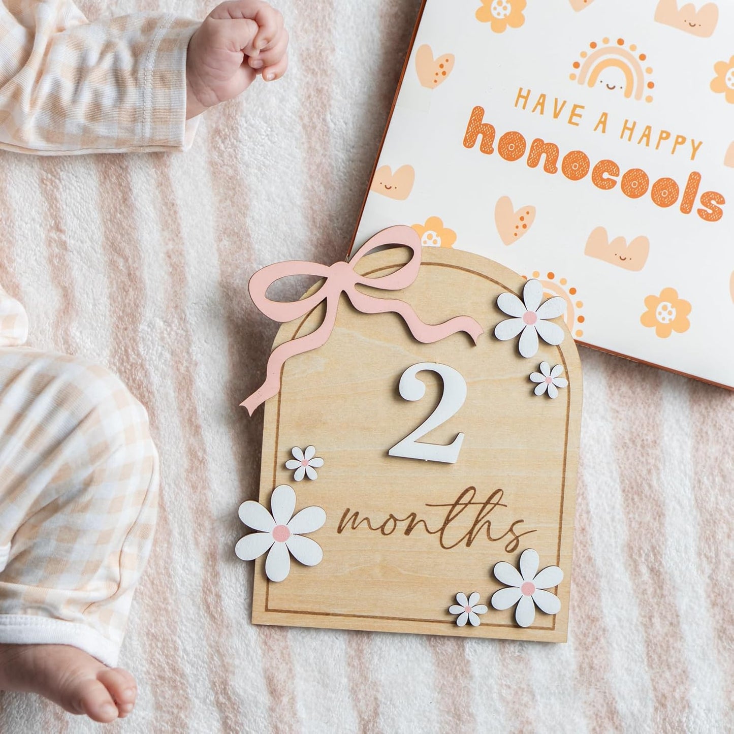 Baby Monthly Milestone Sign,1-12 Monthly Baby Milestone, Month Milestone Baby Girl, Baby Months Milestone, Newborn Photography Props Double-Sided (B14)
