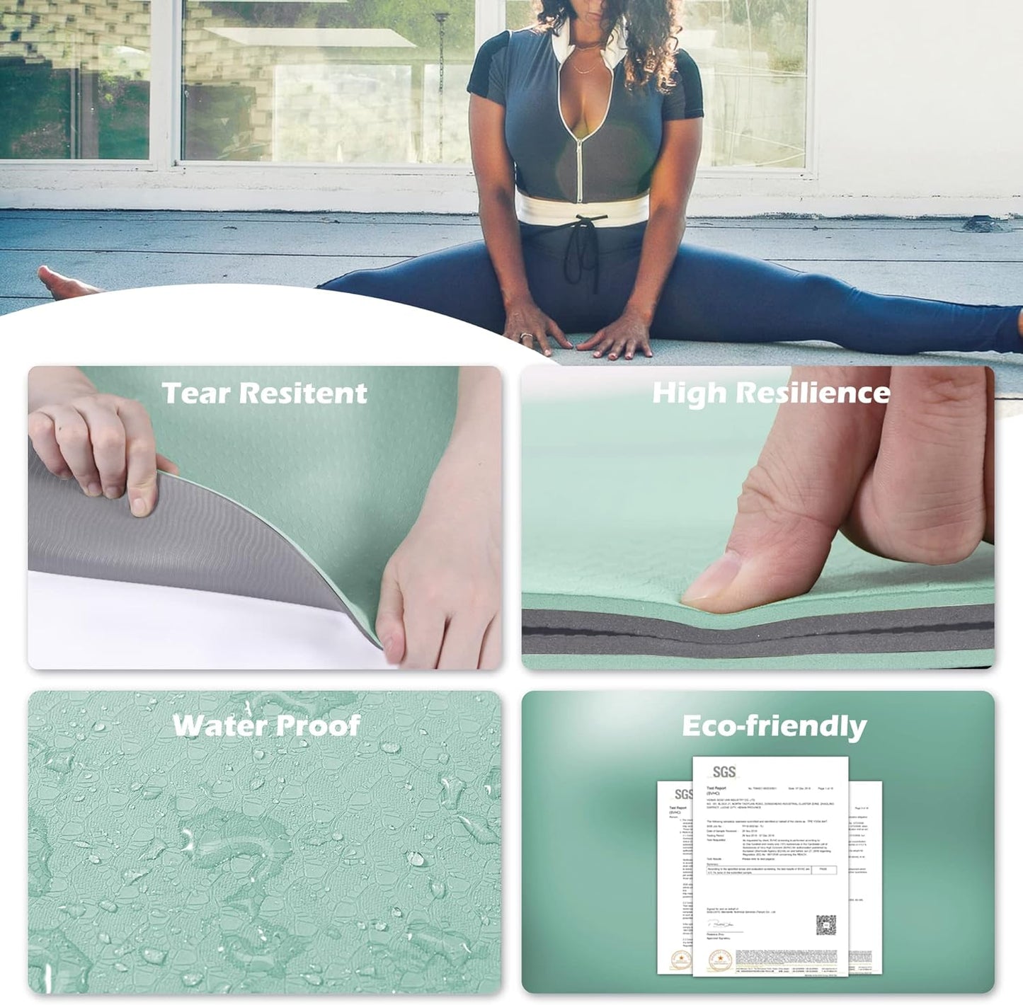 UMINEUX Yoga Mat Extra Thick 1/3'' & 2/5" Non Slip Yoga Mats for Women Eco Friendly TPE Fitness Exercise Mat with Carrying Sling & Storage Bag