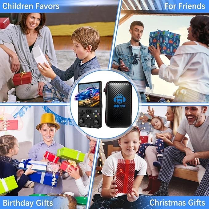 R36MAX Retro Handheld Game Console - 64GB Preloaded Classic Video Games, Support 30+ Simulators, Linux-Powered Portable Game Emulator Console with 4.0-in HD IPS Screen (Black)