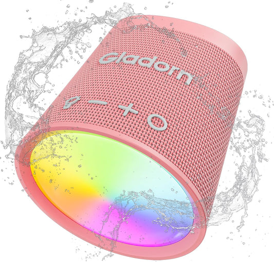 Portable Bluetooth Speaker Wireless with 9 Color Lights, 20H Playtime, Stereo Pairing, Deep Bass, IPX6 Waterproof, Bluetooth 5.3, Small Speaker for Home, Party, Outdoor, Camping, Beach, Gift