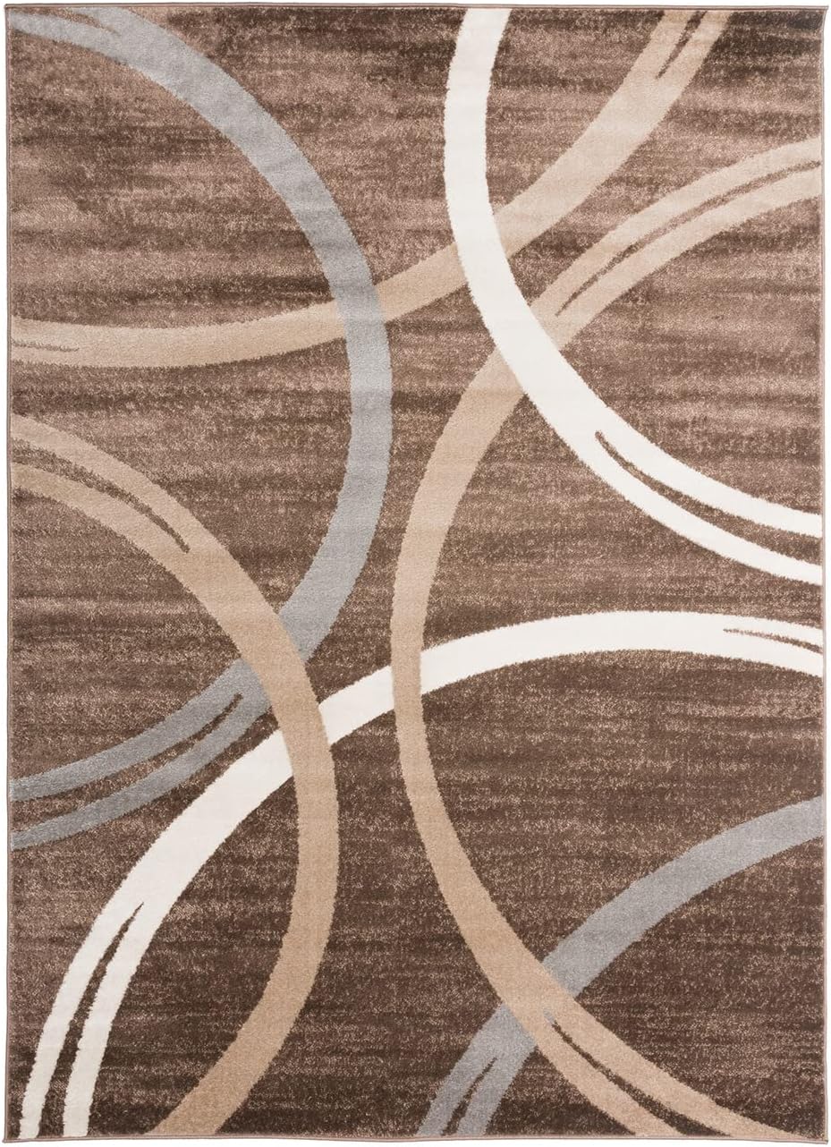 Rugshop Modern Wavy Circles Design Area Rug 3'3" x 5' Brown