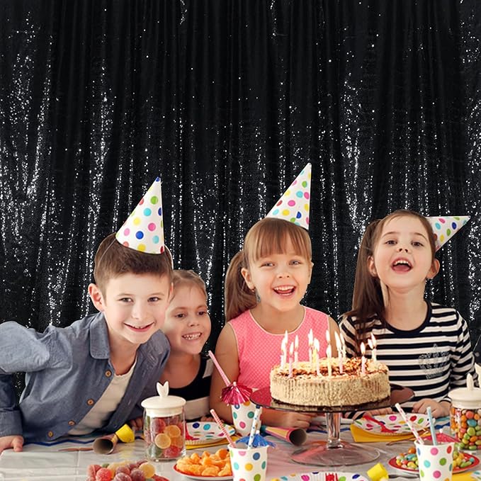 Juya Delight Black Sequin Backdrop, 20FTx10FT NO See-Through Photobooth Backdrop Curtains for Birthday, Party, Wedding Decoration