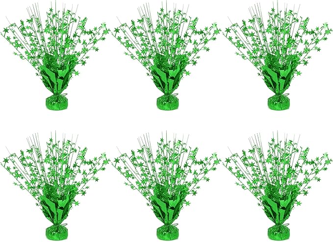 6 Pack Star Table Centerpieces for Party, Birthday Table Decorations for Kids Adults, Party Centerpieces for Tables for Wedding Baby Shower Graduation Holiday Event (Green)