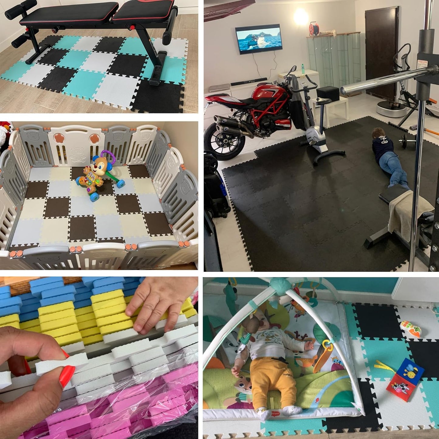 MQIAOHAM® 25 Pieces Puzzle Play Mats, Soft Baby Play Mat, Kids Interlocking Foam Floor Tiles, Toddlers Carpet Playmats G301025-101104106