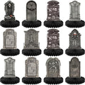 KatchOn, Halloween Tombstone Honeycombs - Pack of 12 | Halloween Table Centerpieces for Tombstone Halloween Decorations | Graveyard Tombstone Paper Honeycombs, Halloween Party Decorations